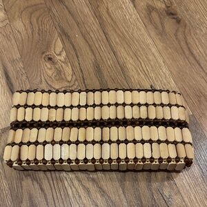 Beaded Card Holder Clutch in Tan and Brown with Zipper